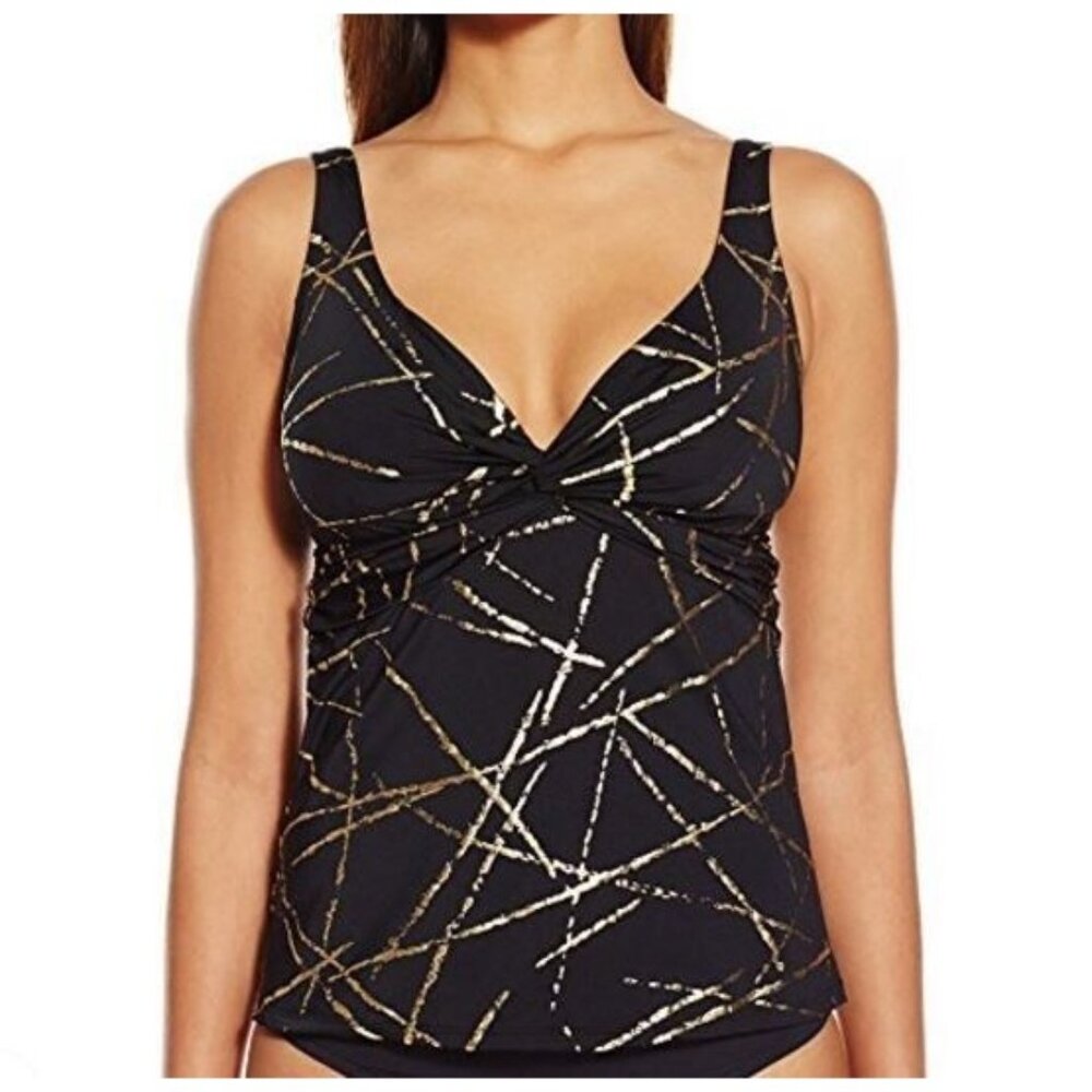Badgley Mischka Gold Standard Twist Bra Tankini sz 8